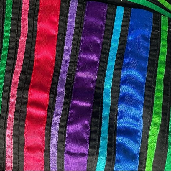TACHI CASTILLO Jacket Multicolor Ribbon Stripes Open Front Size Medium VINTAGE - Picture 11 of 14